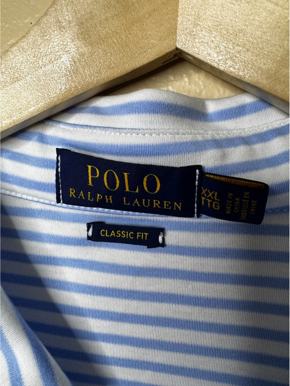 Polo Ralph Lauren Shirt Men's XXL Blue White Striped Polo Classic Fit